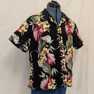 Black and floral cotton hawaiian